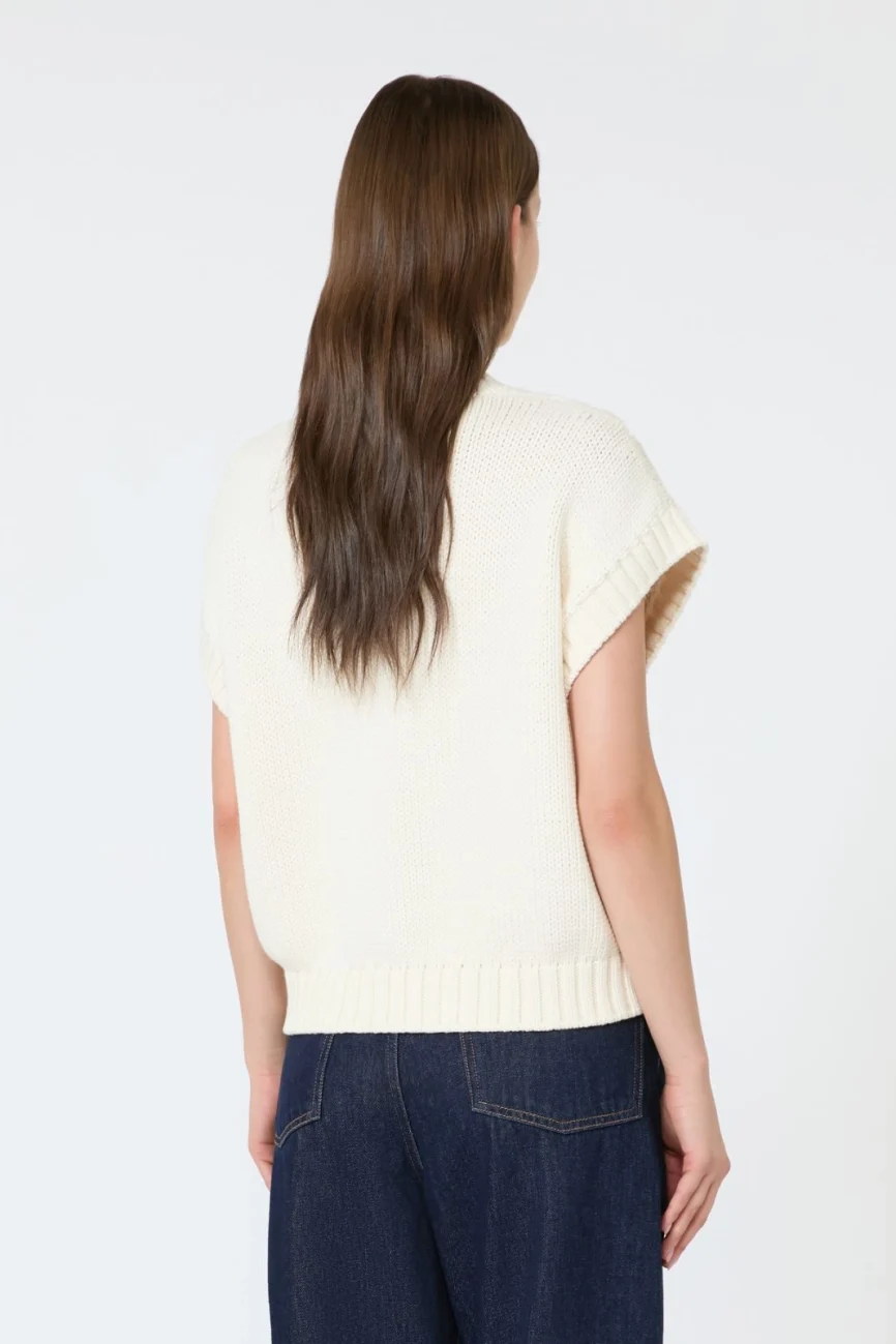 Weekend Max Mara gilet in cotone a trecce panna WKDPASCIA