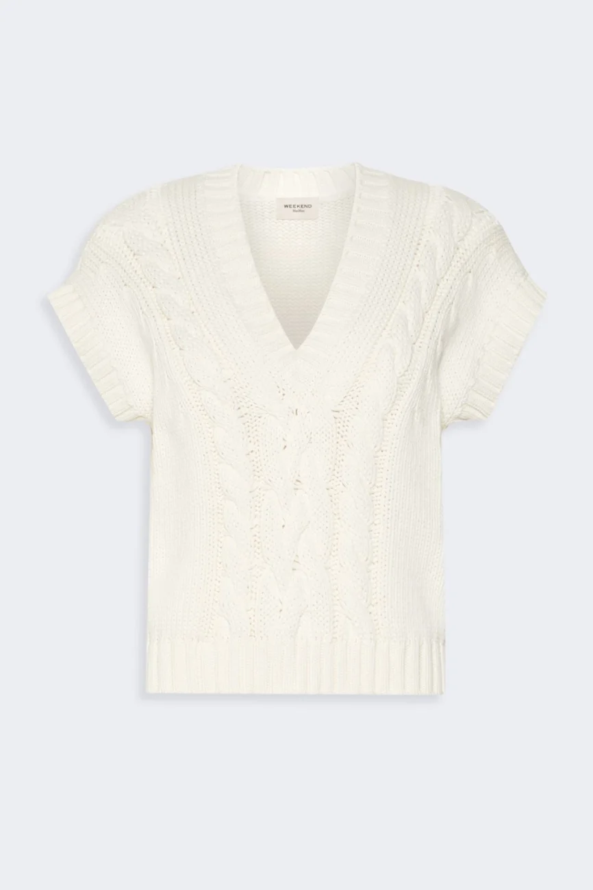 Weekend Max Mara gilet in cotone a trecce panna WKDPASCIA