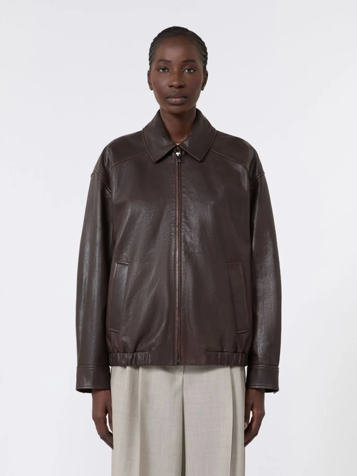 Weekend Max Mara giacca in pelle testa di moro WKDCOSE