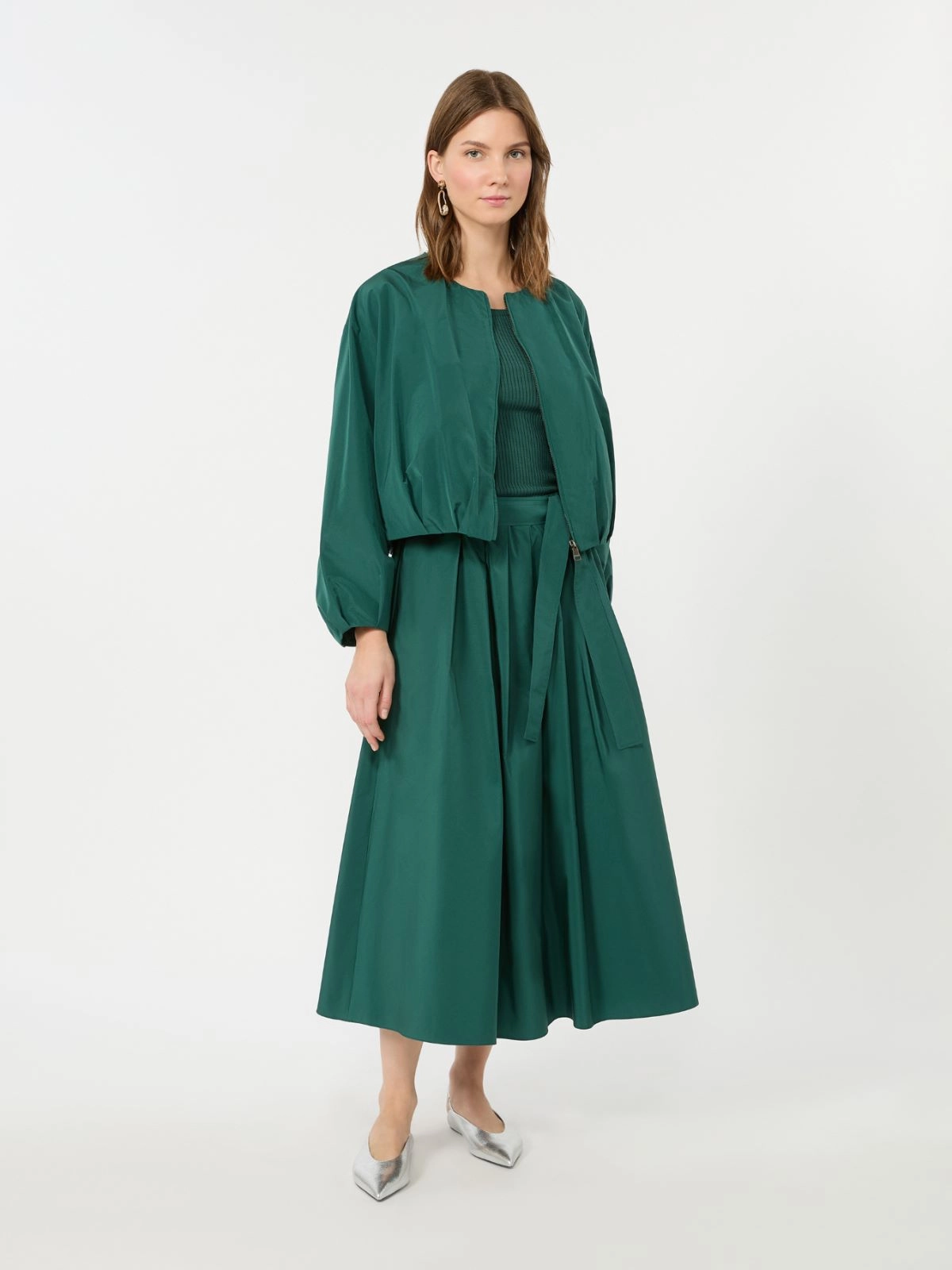 Weekend Max Mara gonna in taffetas verde WKDALPACA
