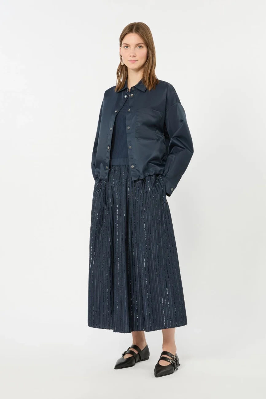 Weekend Max Mara gonna in cotone con paillettes blu WKDFIORDI