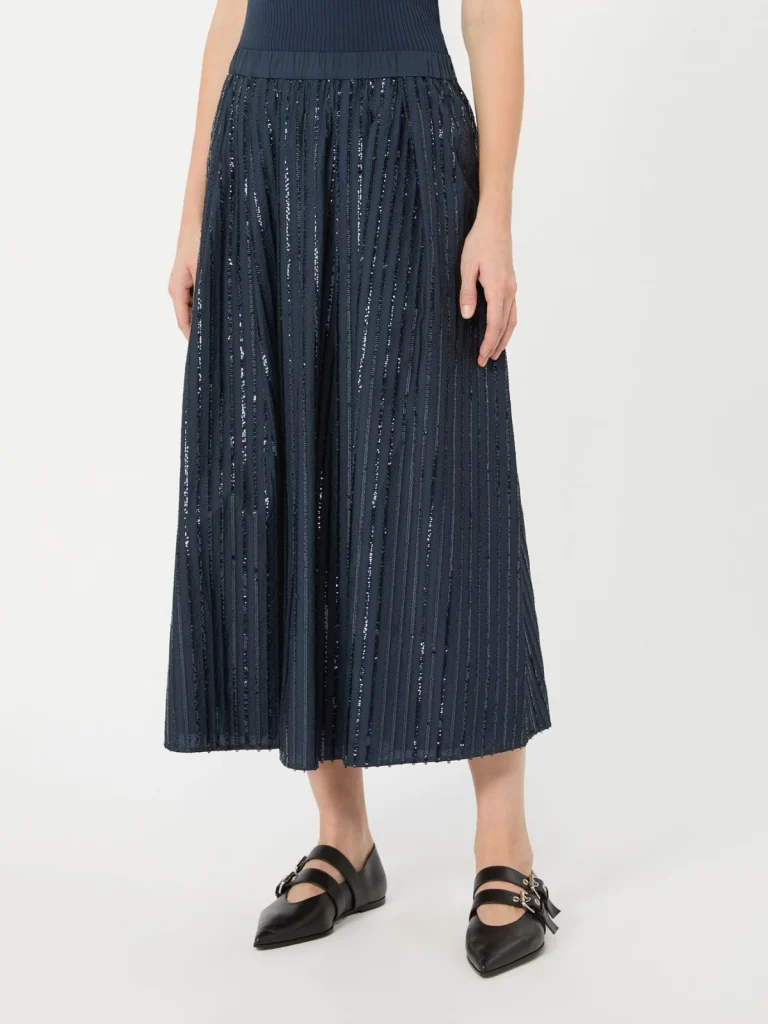 Weekend Max Mara gonna in cotone con paillettes blu WKDFIORDI