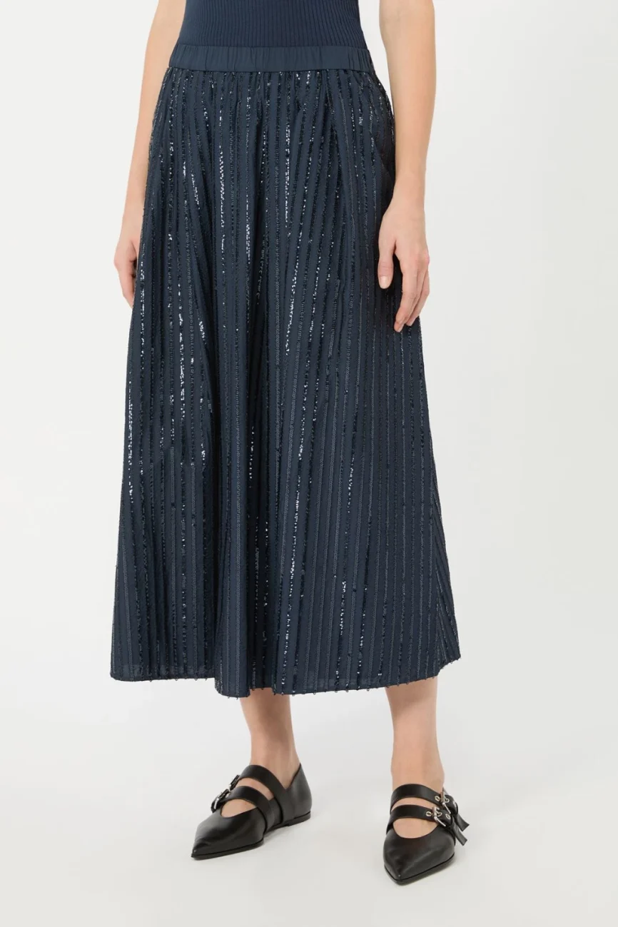 Weekend Max Mara gonna in cotone con paillettes blu WKDFIORDI
