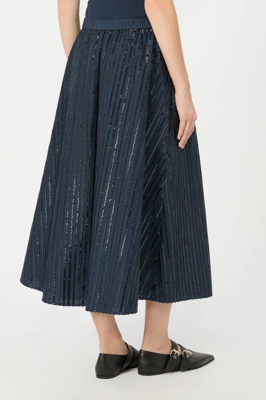 Weekend Max Mara gonna in cotone con paillettes blu WKDFIORDI
