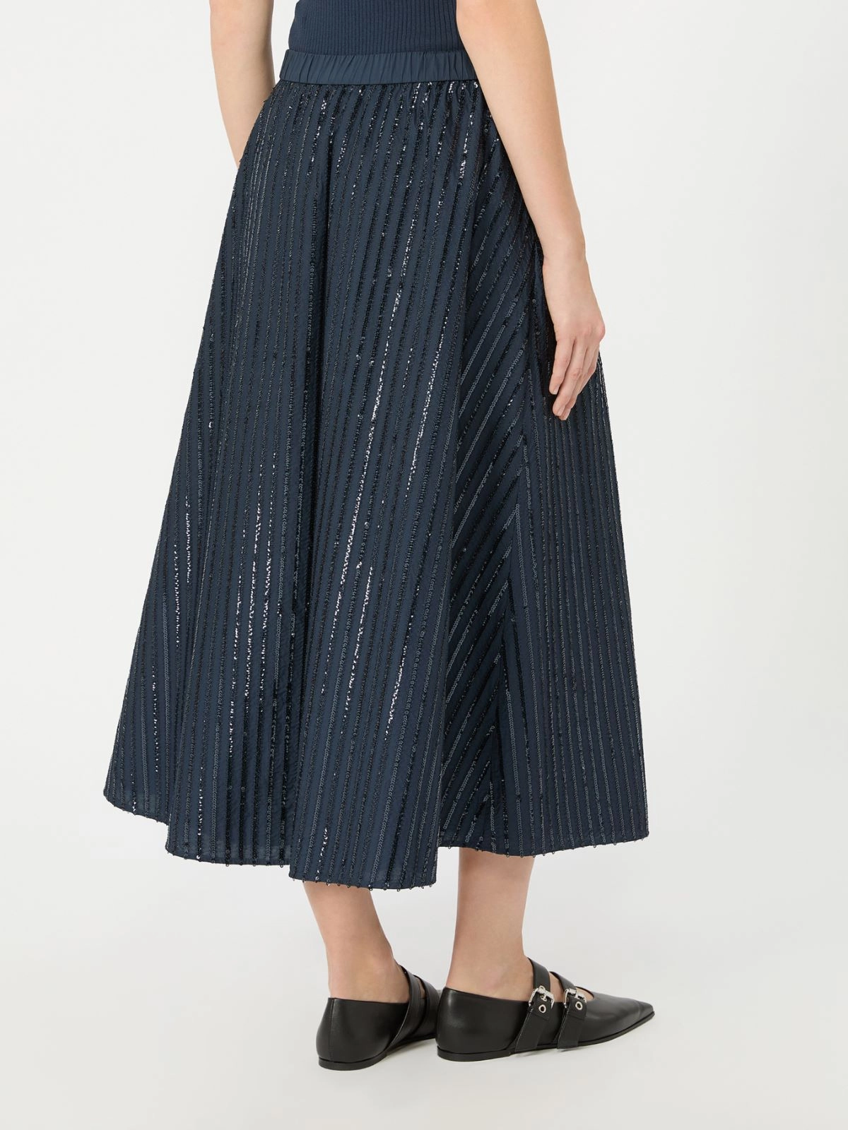 Weekend Max Mara gonna in cotone con paillettes blu WKDFIORDI