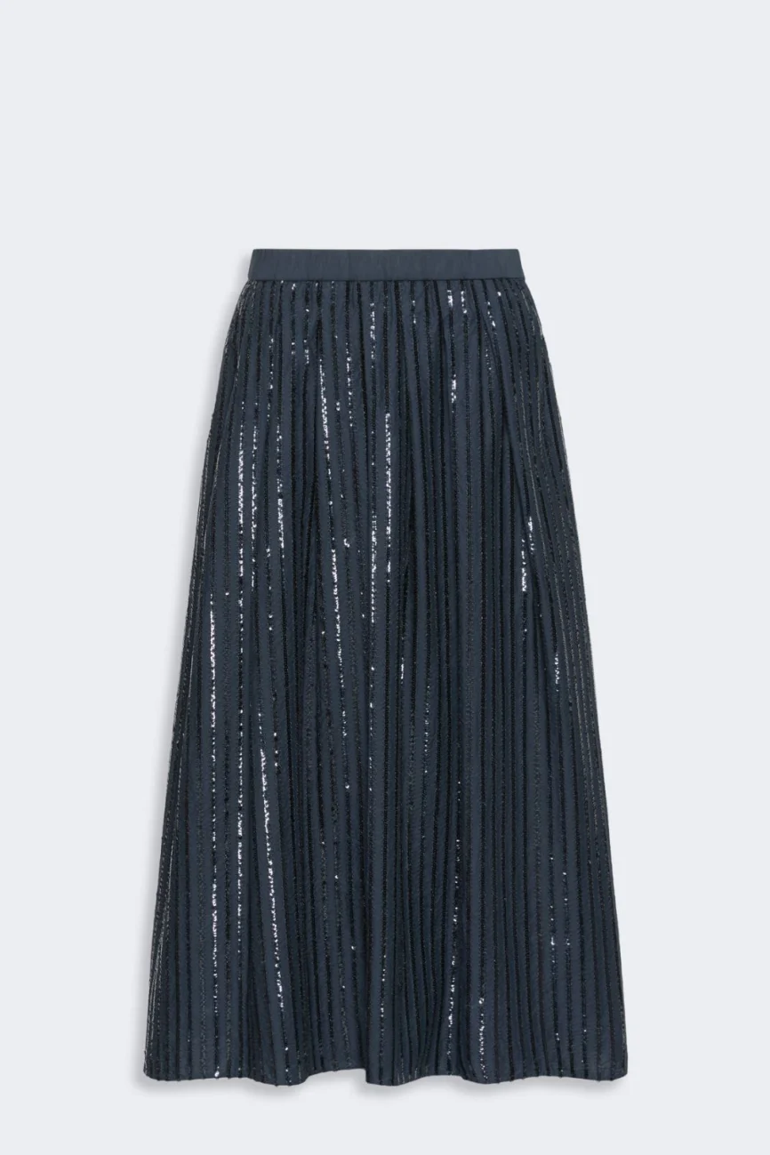 Weekend Max Mara gonna in cotone con paillettes blu WKDFIORDI