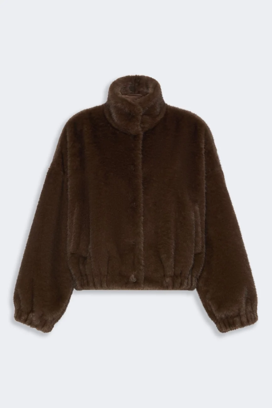 Weekend Max Mara giacca corta in faux fur marrone WKDANEMONE