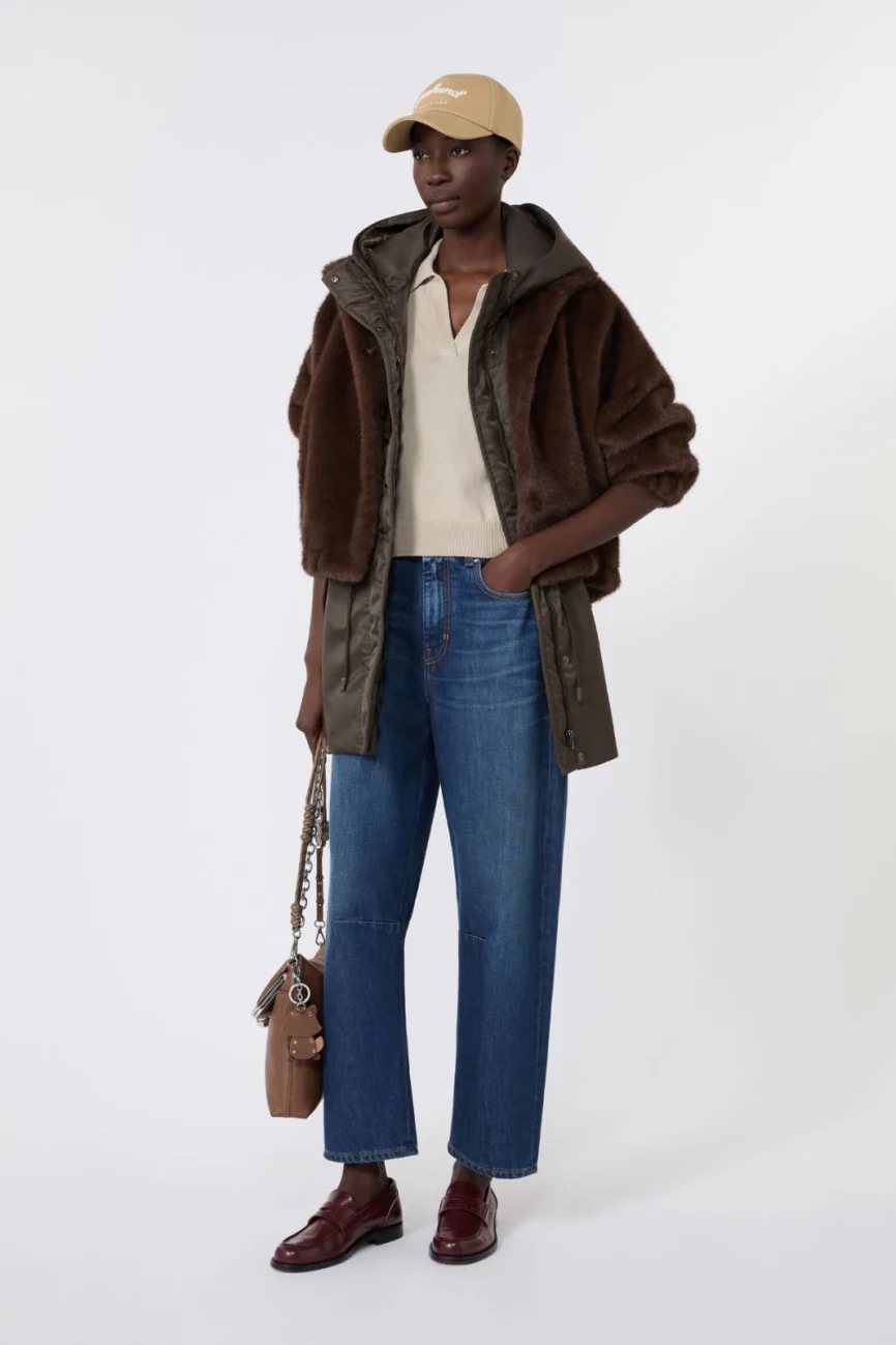 Weekend Max Mara giacca corta in faux fur marrone WKDANEMONE