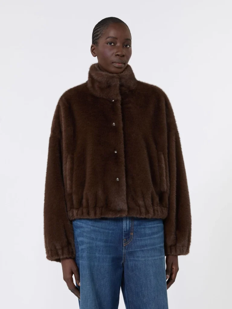Weekend Max Mara giacca corta in faux fur marrone WKDANEMONE