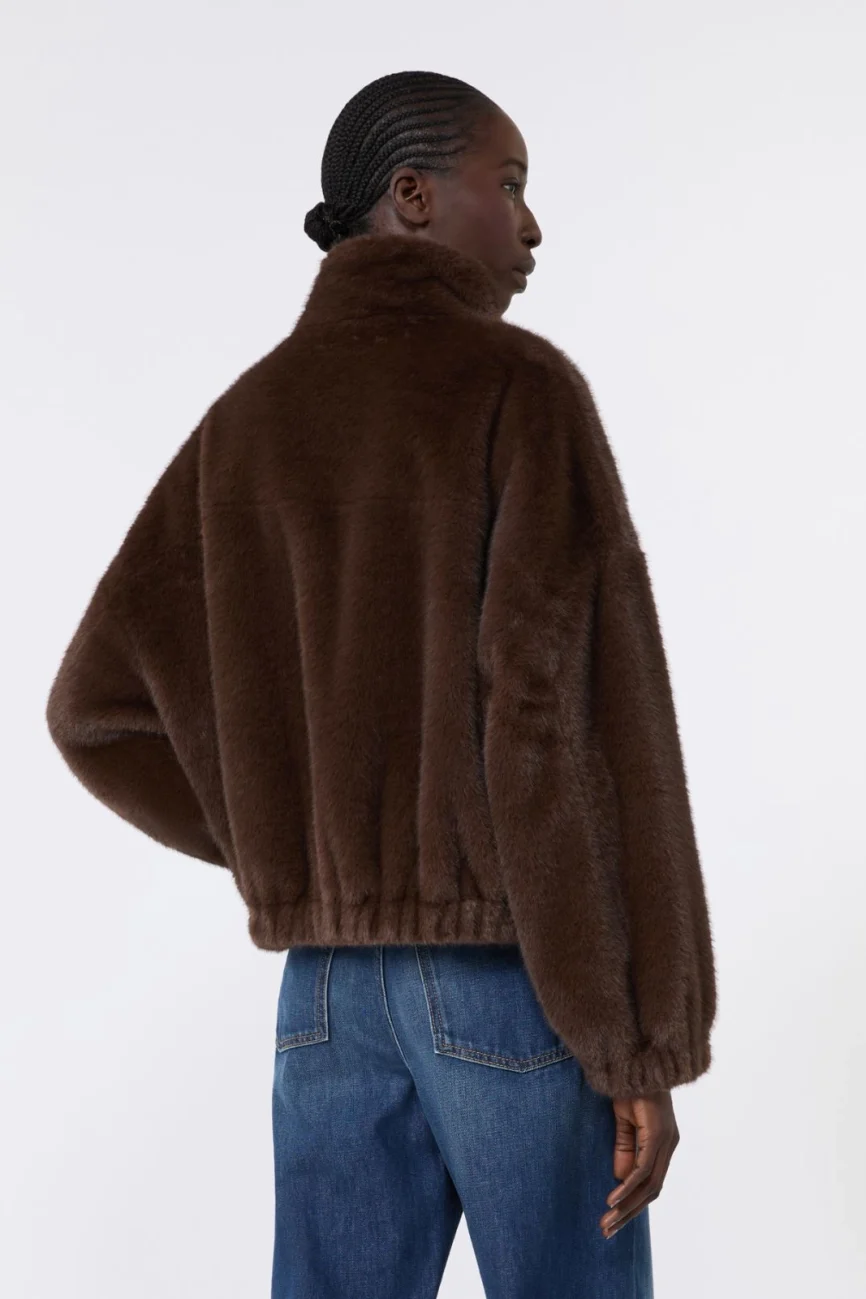 Weekend Max Mara giacca corta in faux fur marrone WKDANEMONE