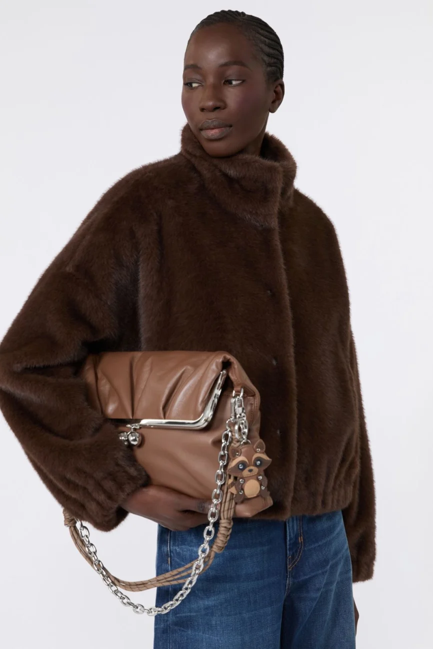 Weekend Max Mara giacca corta in faux fur marrone WKDANEMONE
