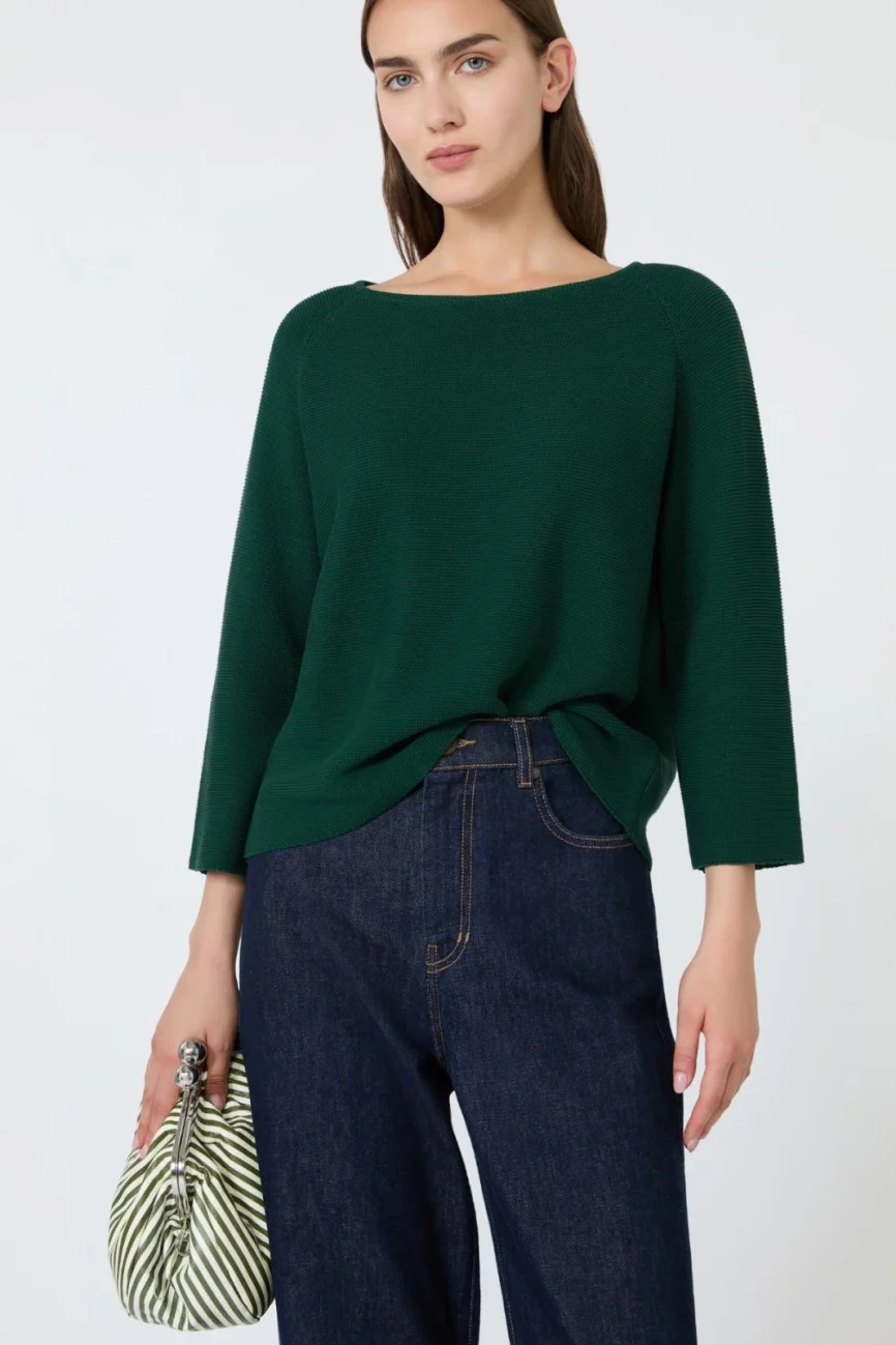 Weekend Max Mara maglia in cotone verde scuro WKDADDOTTO
