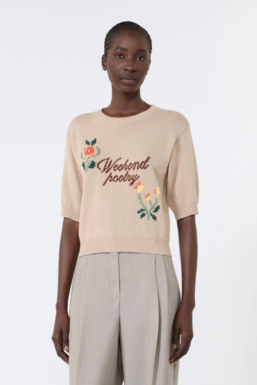 Weekend Max Mara maglia in cotone con ricami WKDFIACRE