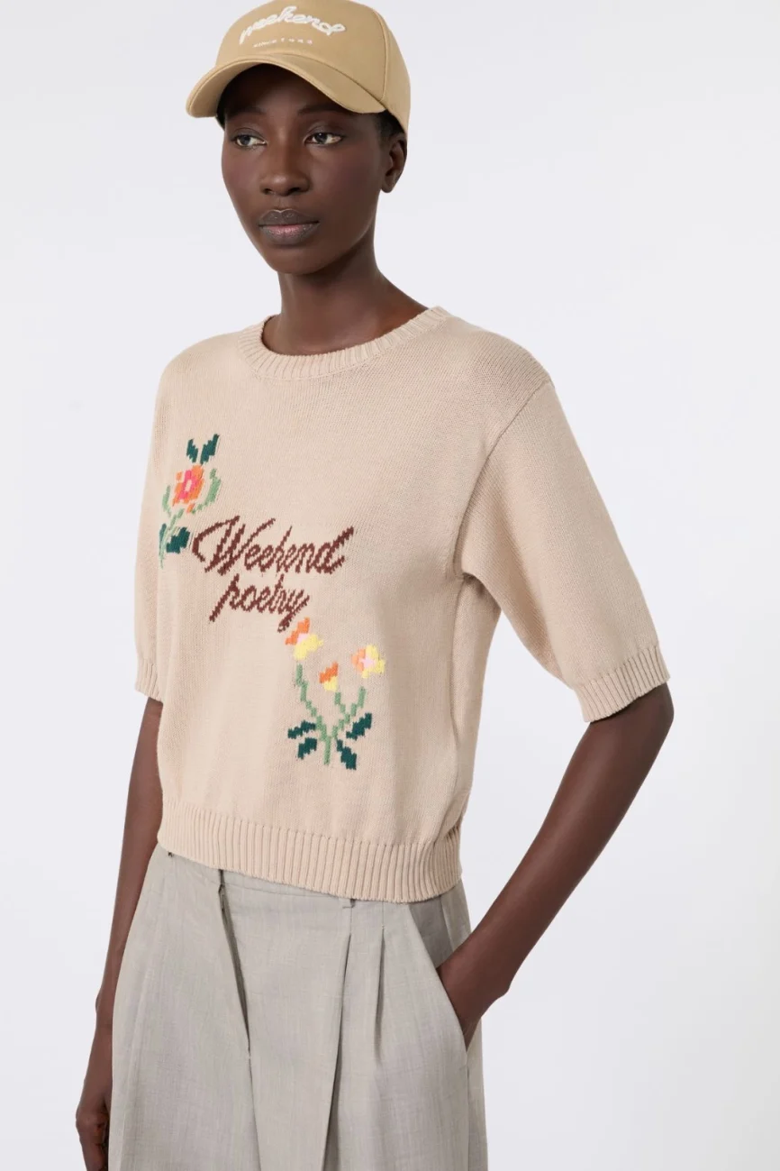 Weekend Max Mara maglia in cotone con ricami WKDFIACRE