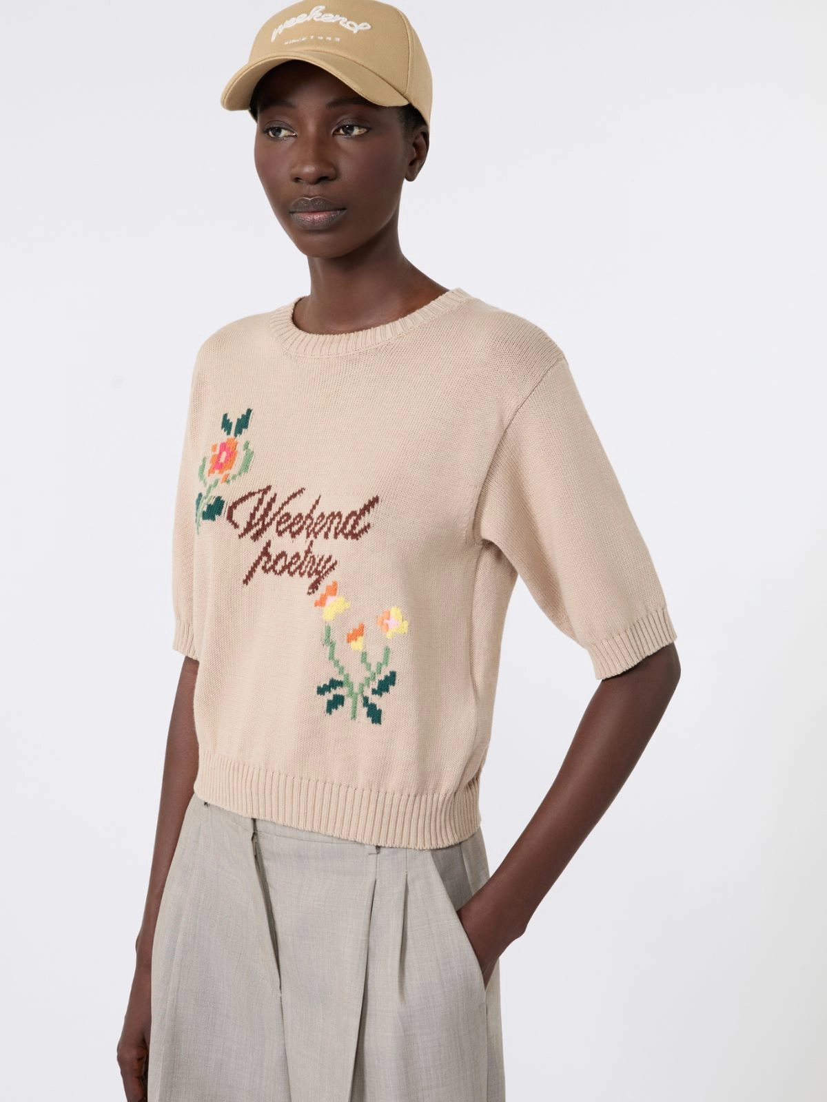 Weekend Max Mara maglia in cotone con ricami WKDFIACRE