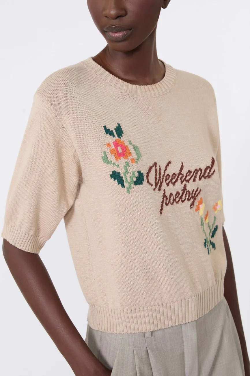 Weekend Max Mara maglia in cotone con ricami WKDFIACRE