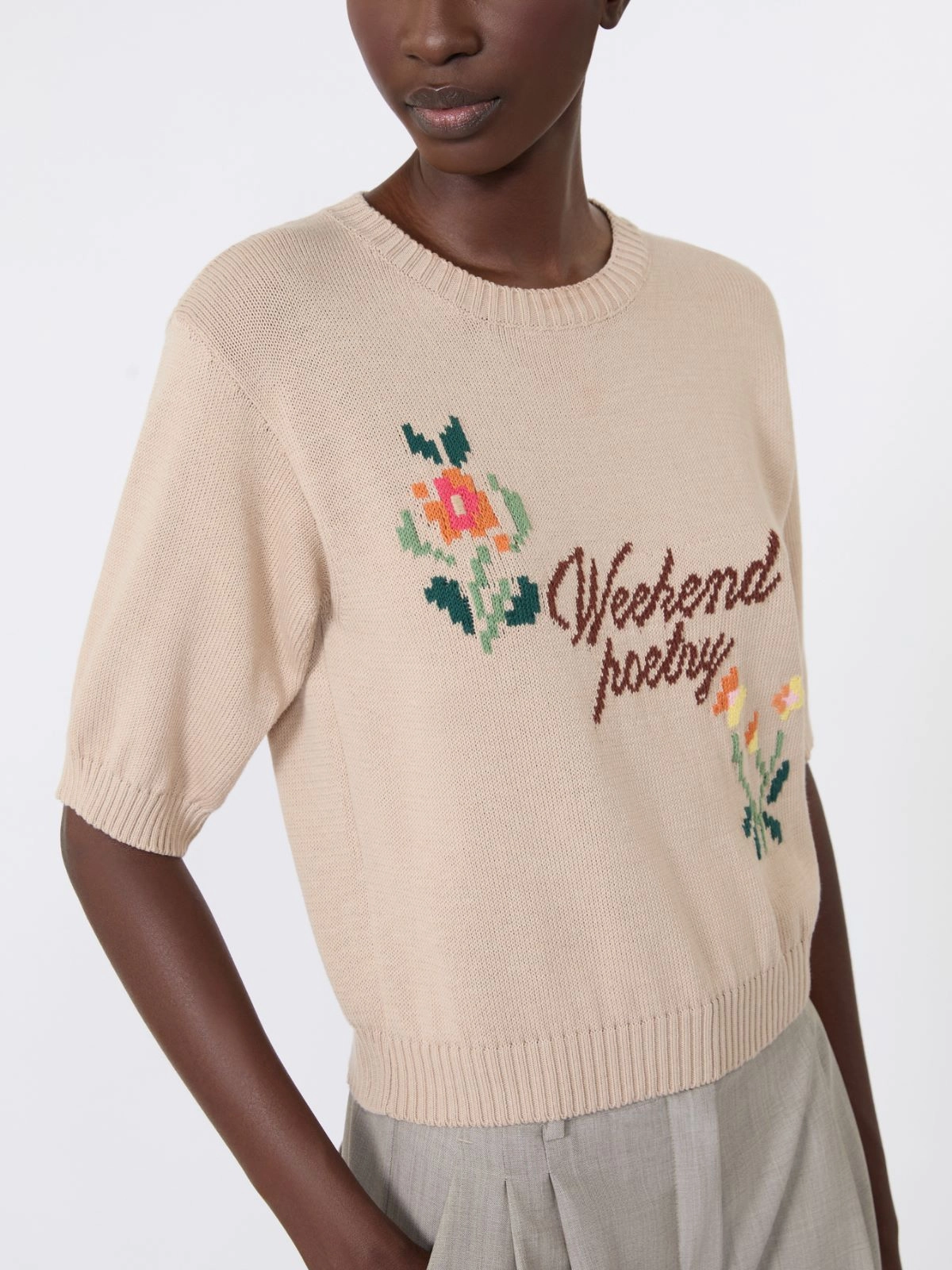 Weekend Max Mara maglia in cotone con ricami WKDFIACRE