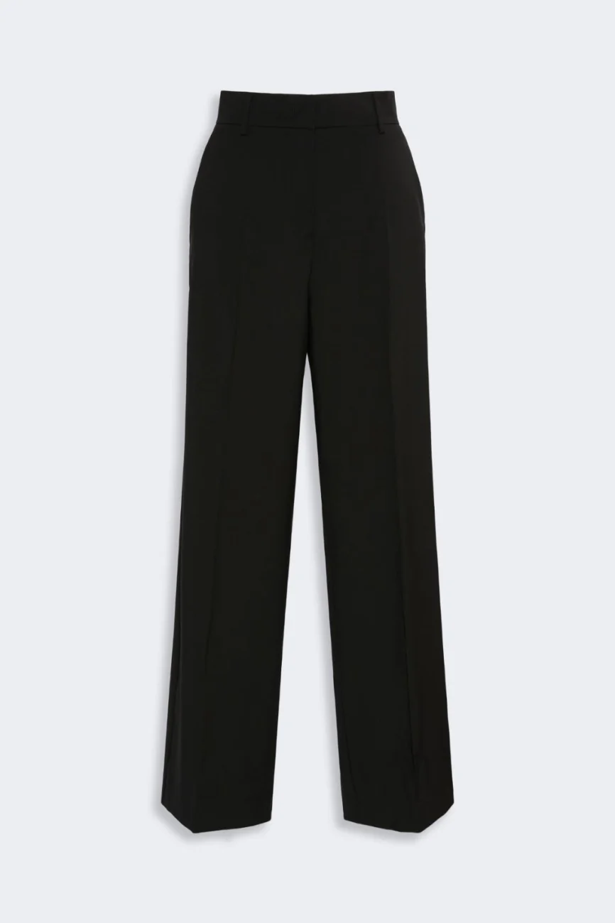 Weekend Max Mara pantalone palazzo in tela di lana nero WKDVISIVO