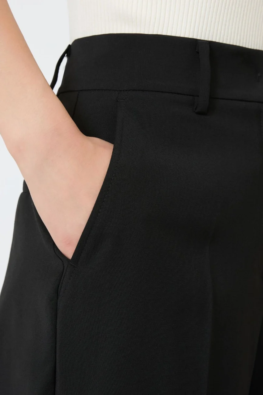 Weekend Max Mara pantalone palazzo in tela di lana nero WKDVISIVO