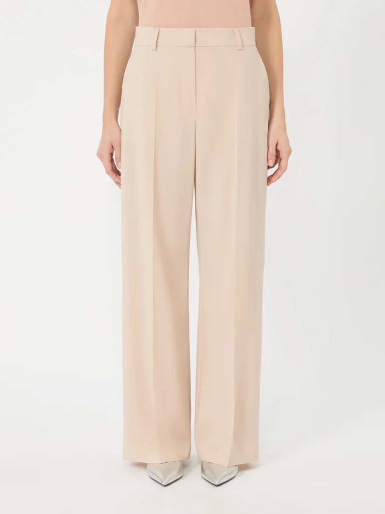 Weekend Max Mara pantalone palazzo in tela di lana rosa cipria WKDVISIVO