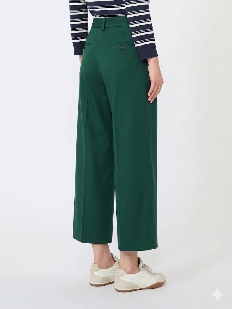 Weekend Max Mara pantalone in cotone verde WKDURIAL