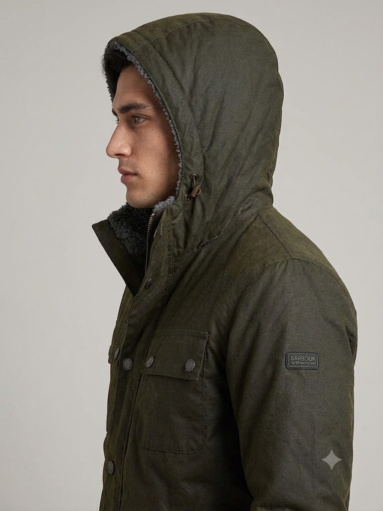 Barbour International giubbotto in cotone cerato verde KEVLAR