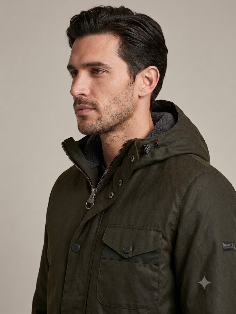 Barbour International giubbotto in cotone cerato verde KEVLAR