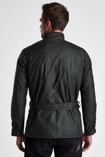 Barbour International giubbotto biker in cotone cerato verde BLACKWELL