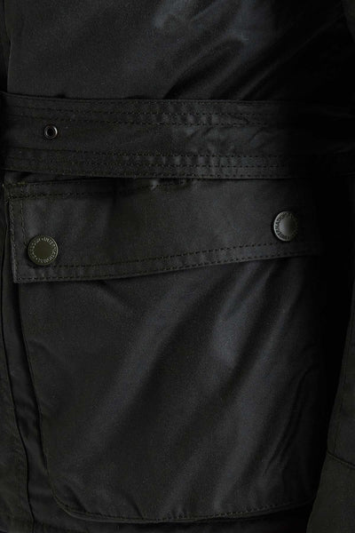 Barbour International giubbotto biker in cotone cerato verde BLACKWELL