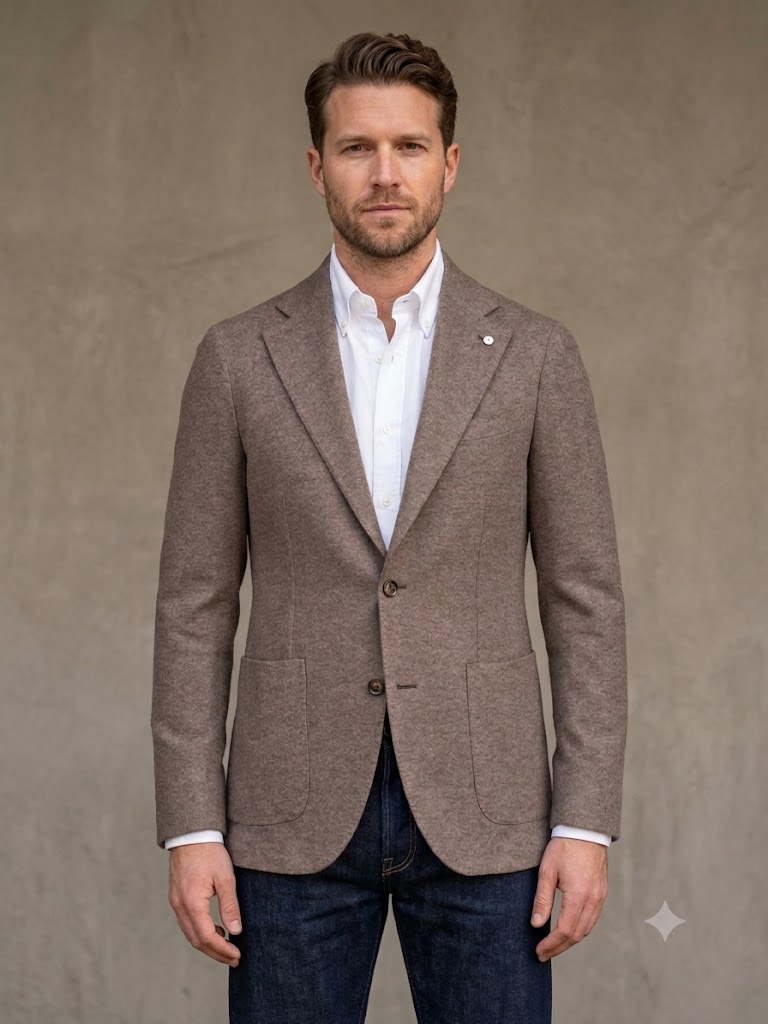 L.B.M. 1911 giacca monopetto in jersey di lana beige JACK REGULAR