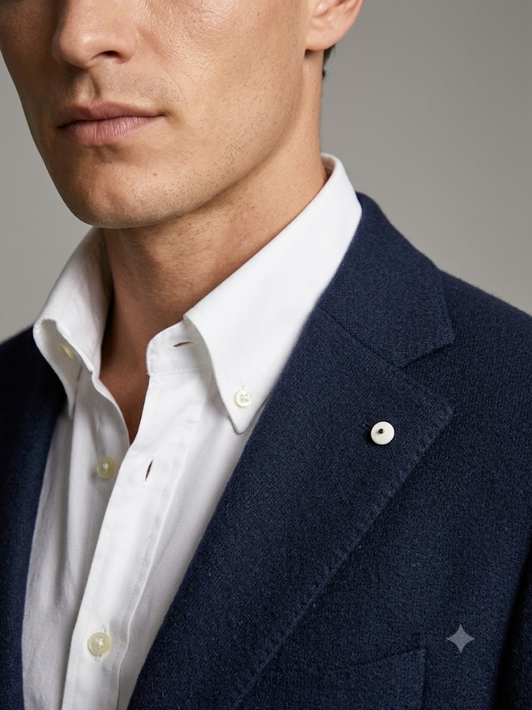 L.B.M. 1911 giacca monopetto in jersey di lana blu JACK REGULAR