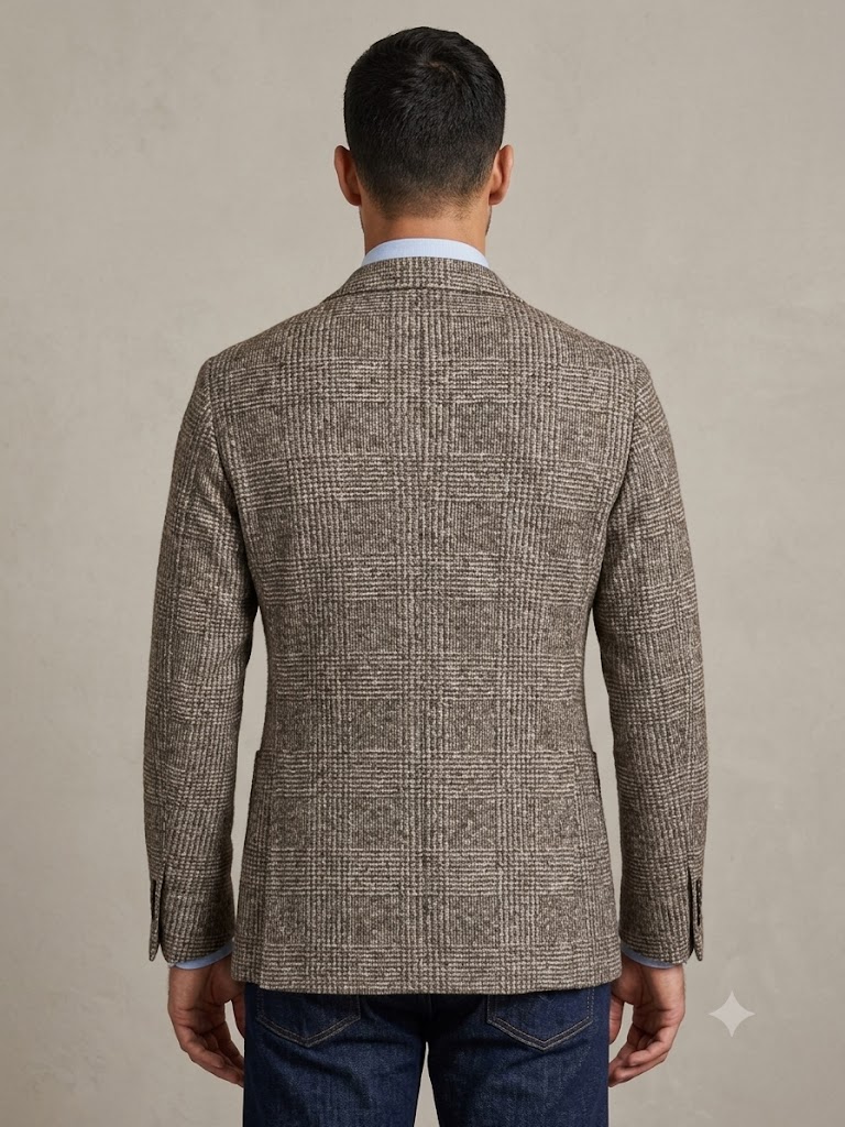 L.B.M. 1911 giacca monopetto in jersey di lana a quadri beige JACK REGULAR