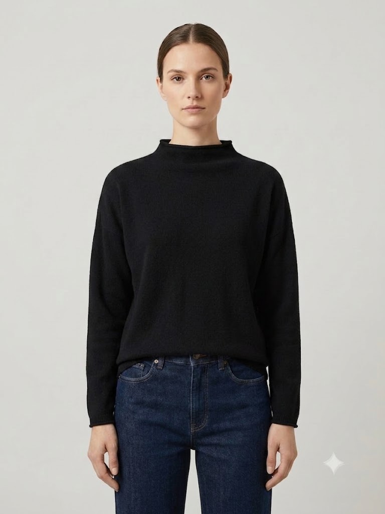 Riviera Cashmere maglia girocollo in cashmere nera