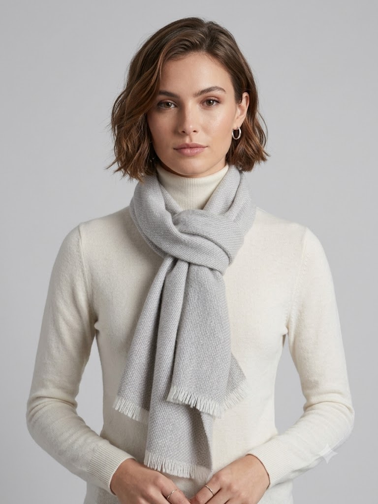 Riviera Cashmere sciarpa giro inglese beige piuma