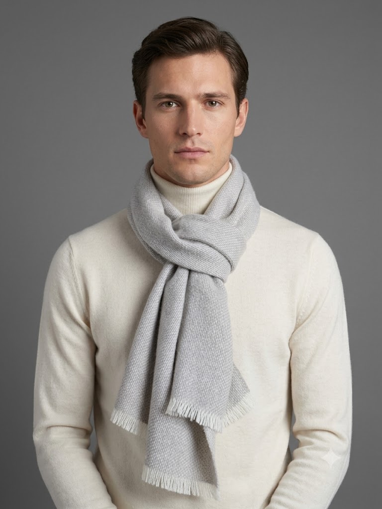 Riviera Cashmere sciarpa giro inglese beige piuma