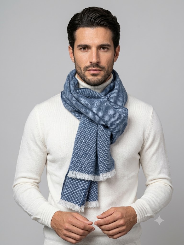 Riviera Cashmere sciarpa giro inglese blu avio