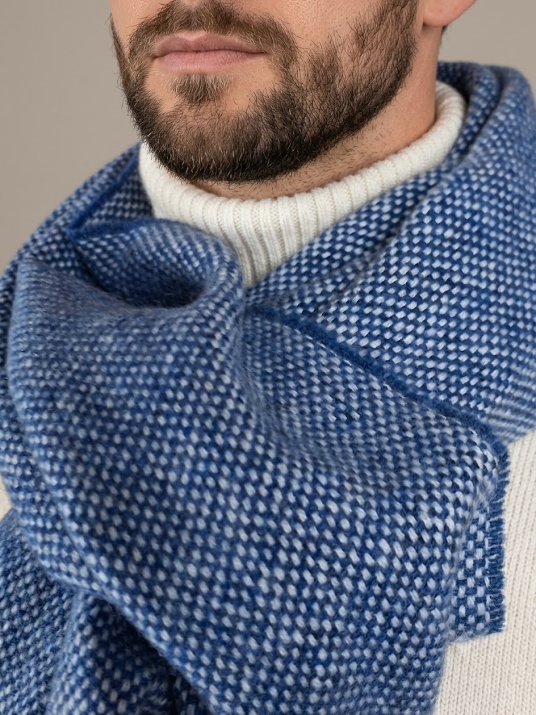 Riviera Cashmere sciarpa giro inglese blu avio