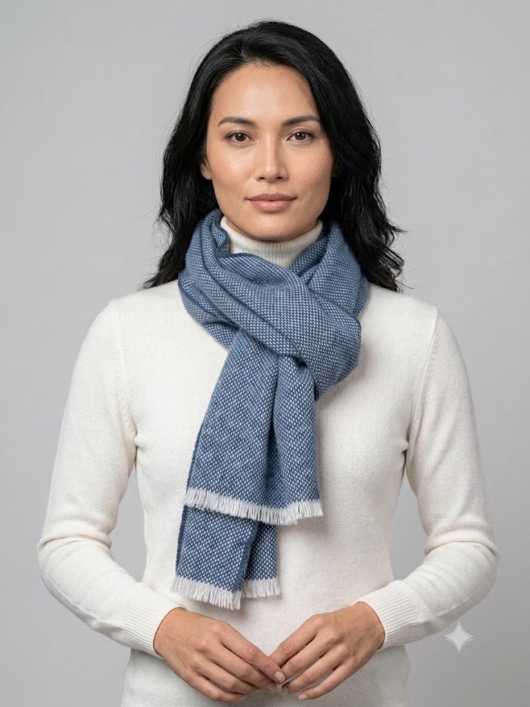 Riviera Cashmere sciarpa giro inglese blu avio