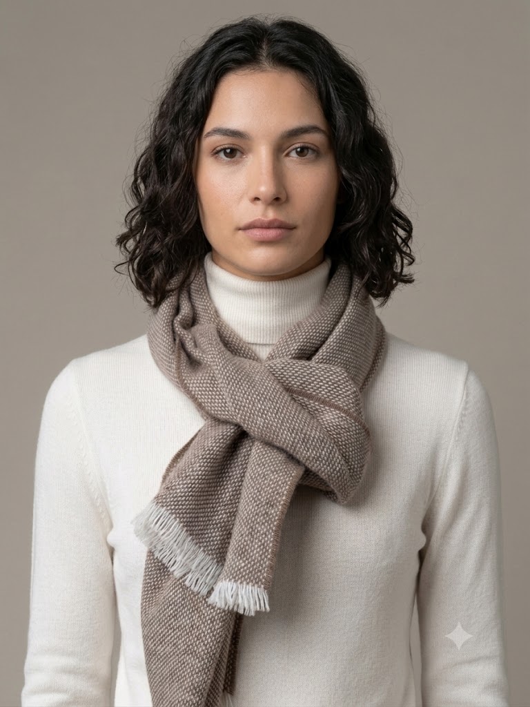 Riviera Cashmere sciarpa giro inglese marrone legno