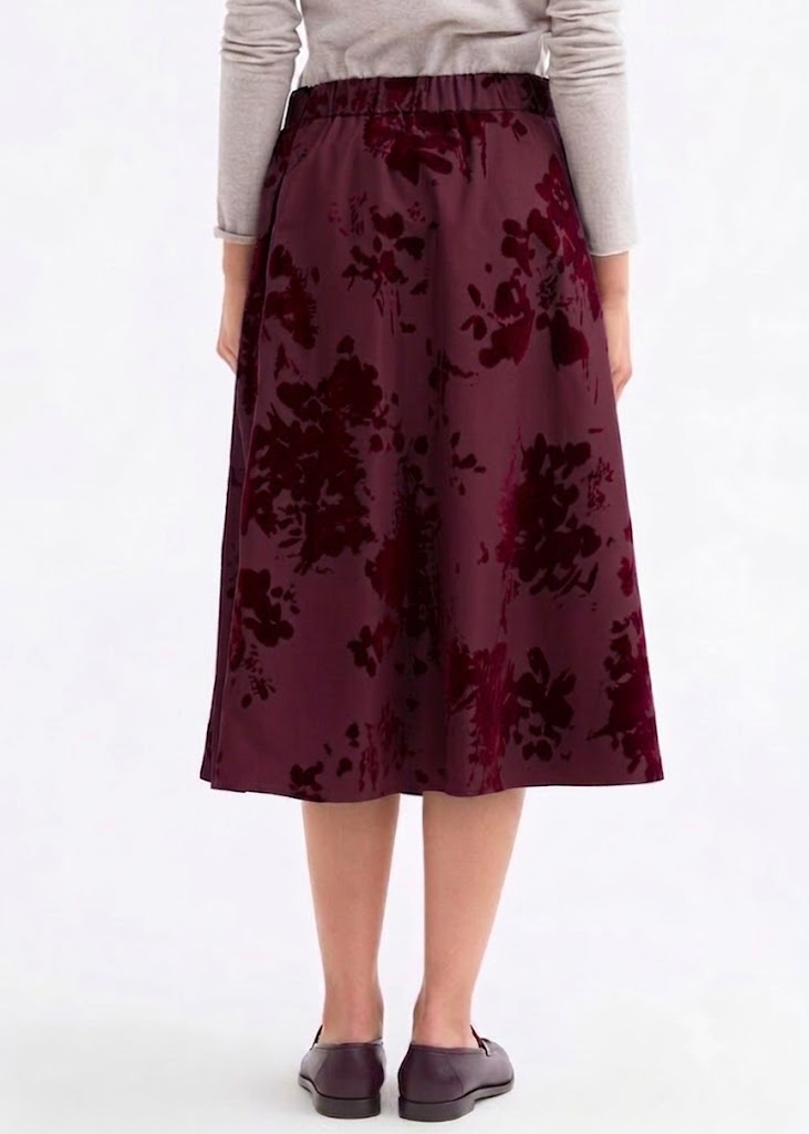 Rosso 35 gonna midi in raso con motivi floreali bordeaux