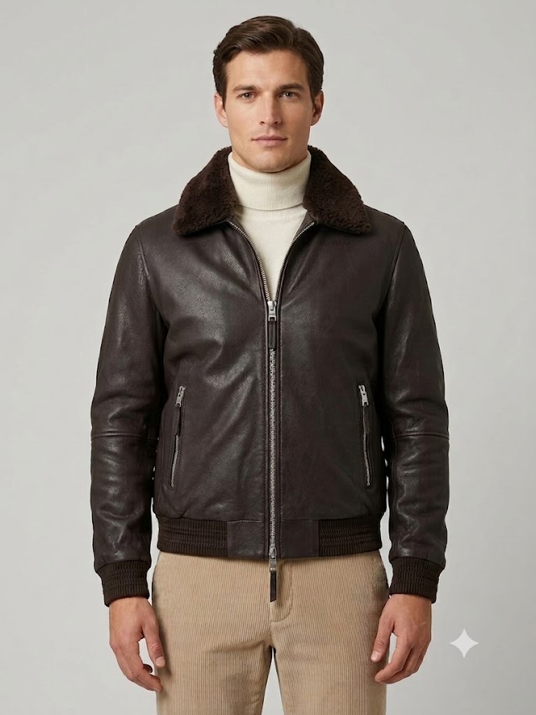 The Jack Leather giacca in pelle imbottita testa di moro NEW YORK