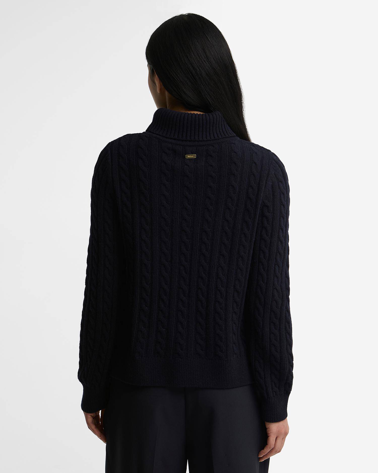 Barbour donna maglia dolcevita a trecce blu AMBLESIDE - immagine 4