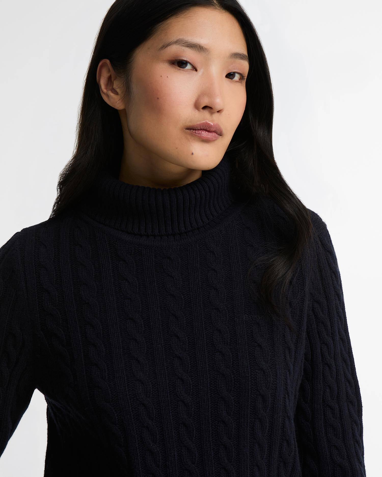 Barbour donna maglia dolcevita a trecce blu AMBLESIDE - immagine 2