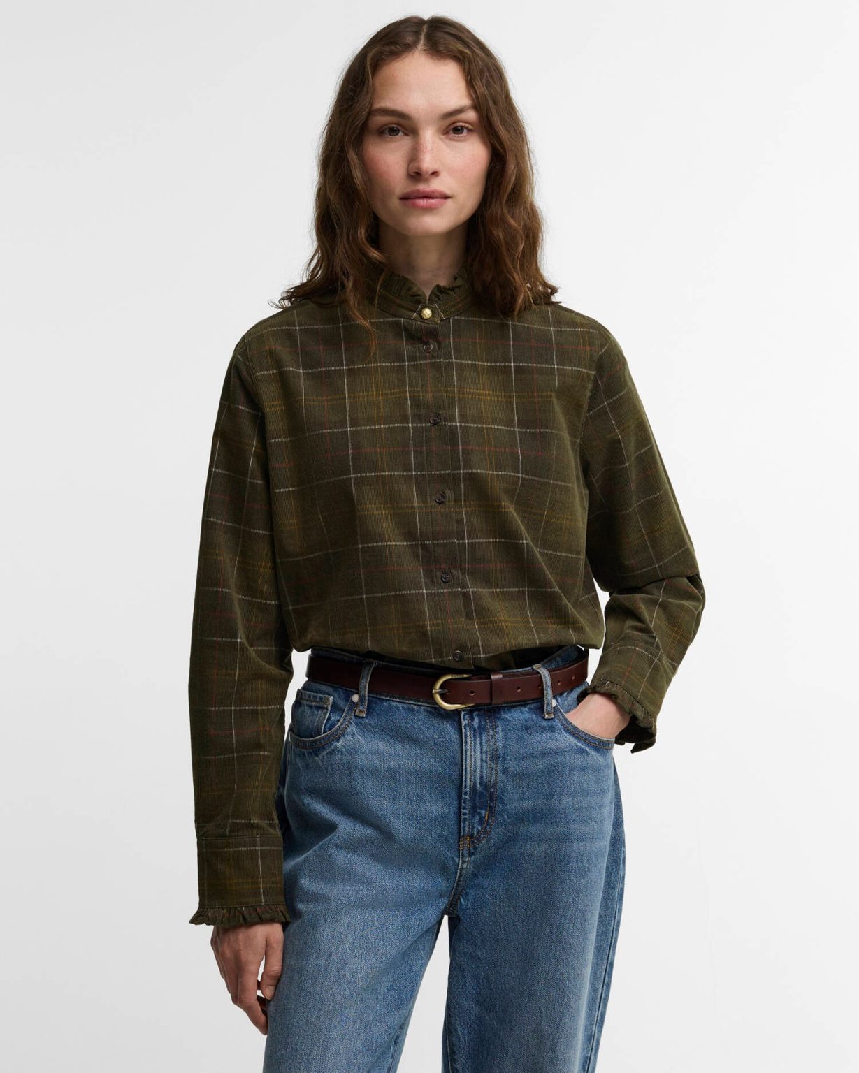 Barbour donna camicia tartan in velluto a costine SHAE