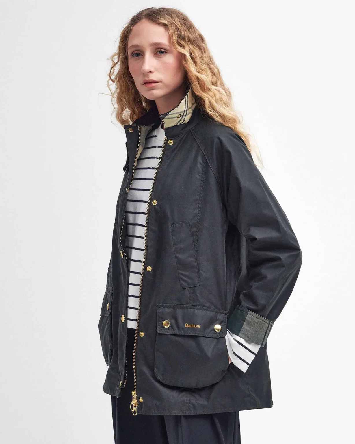 Barbour donna giacca cerata verde scuro MODERN BEADNELL