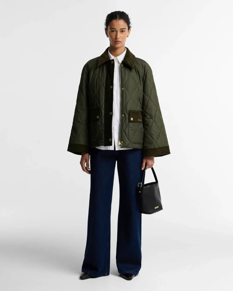Barbour donna giacca trapuntata corta verde KILNWICK