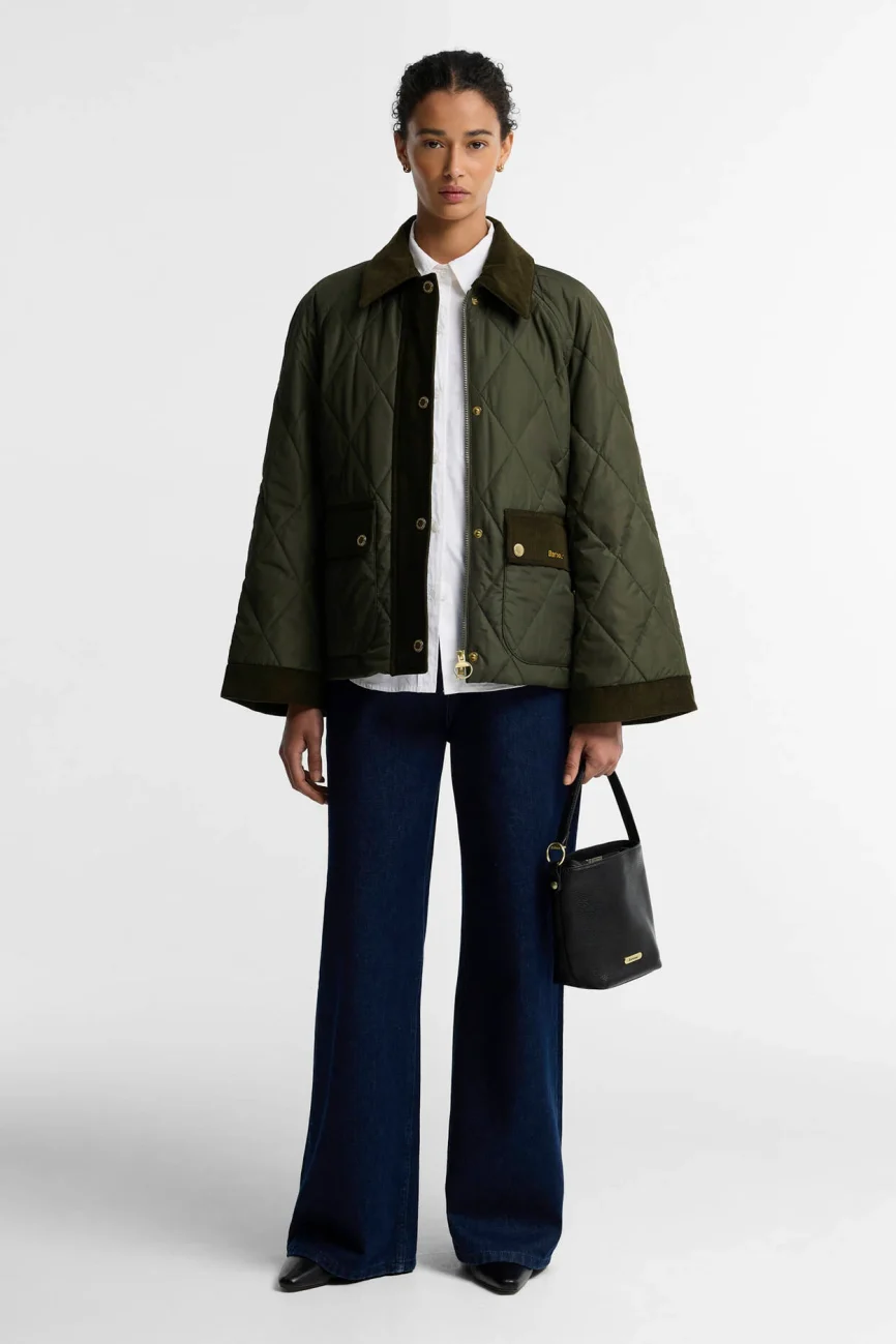 Barbour donna giacca trapuntata corta verde KILNWICK
