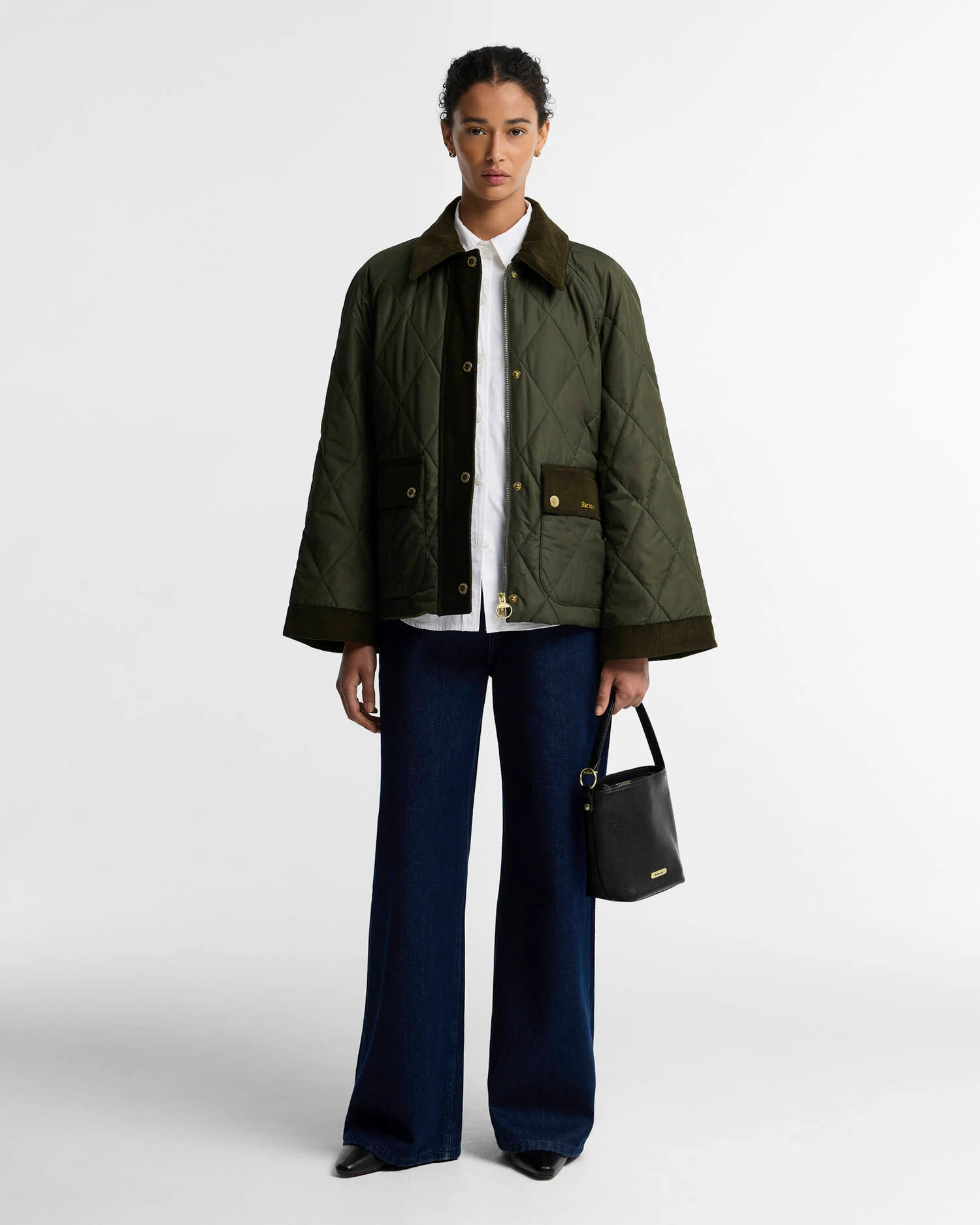 Barbour donna giacca trapuntata corta verde KILNWICK