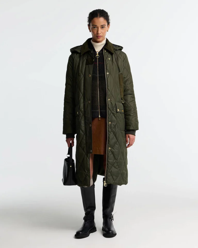 Barbour donna parka imbottito lungo verde RUDSON