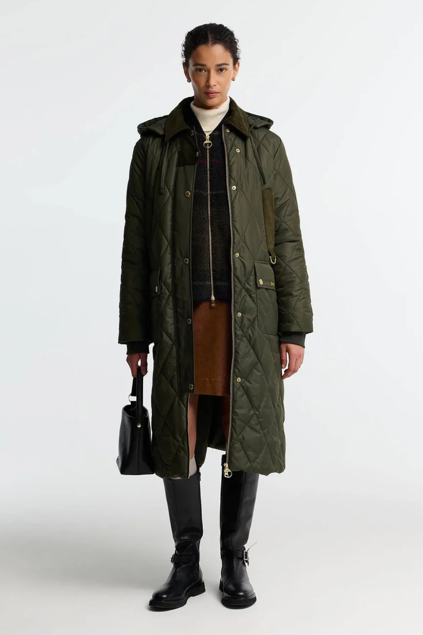 Barbour donna parka imbottito lungo verde RUDSON